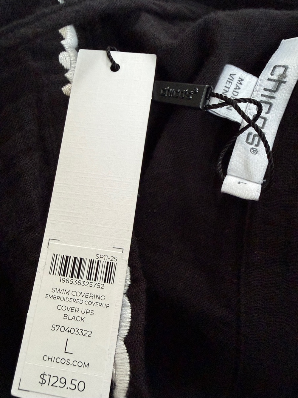 Chicos Woven Embroidered Swim Cover-Up size L - Picture 5 of 5